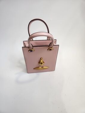 designer Inspired New  Pink Novelty Top-Handle Bag with Gold‎ Face Hardware